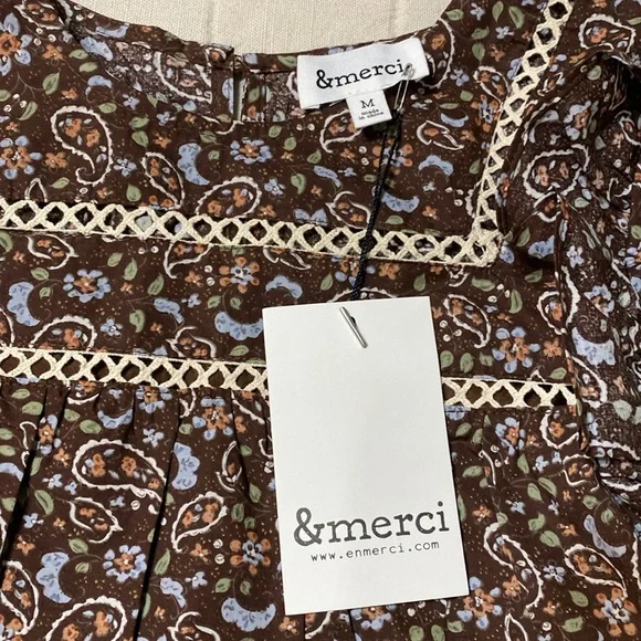&merci Floral Ruffle Cotton Blouse - Brown - Picture 7 of 16